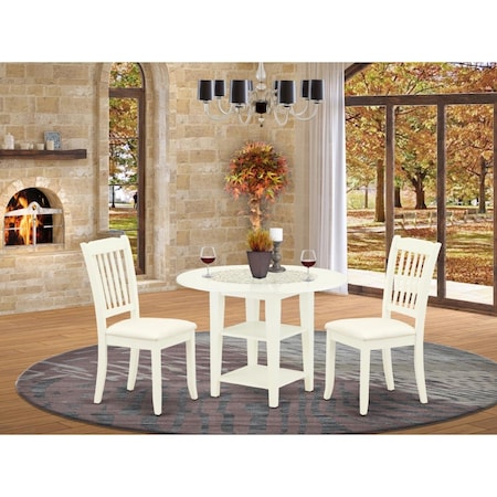 East West Furniture 3 Piece Sudbury Dinette Set - Linen White SUDA3-LWH-C